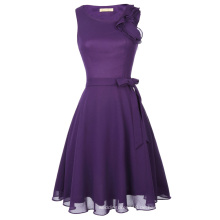 Kate Kasin Damen Ärmellos Chiffon Kurz Lila Cocktail Abend Prom Party Kleid KK001080-1